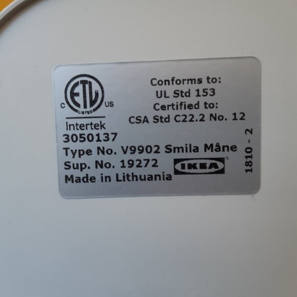 IKEA SMILA MÅNE crescent moon yellow wall lamp - Picture 5 of 6